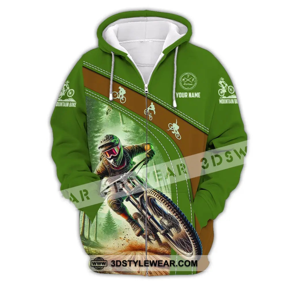 Man Shirt Custom Name Mountain Bike Polo Long Sleeve Gift Zipper Hoodie / S T-Shirt