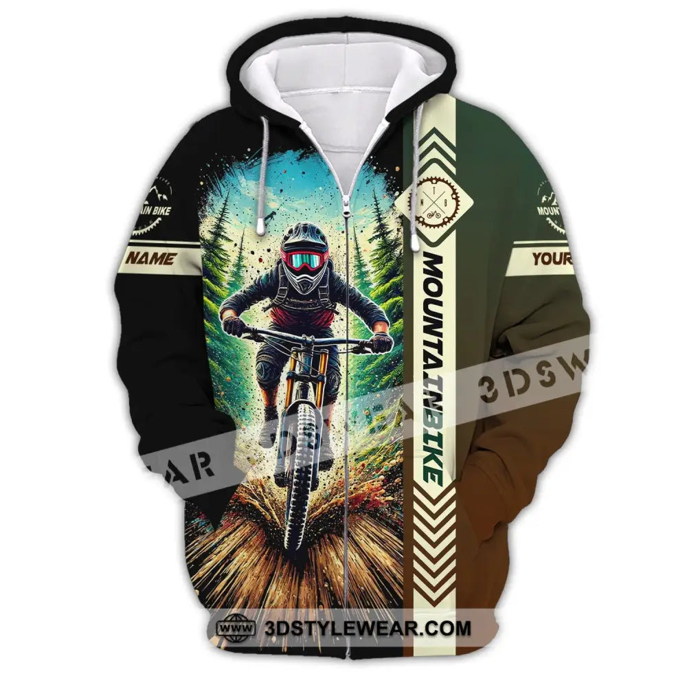 Man Shirt Custom Name Mountain Bike Polo Long Sleeve Gift Zipper Hoodie / S T-Shirt