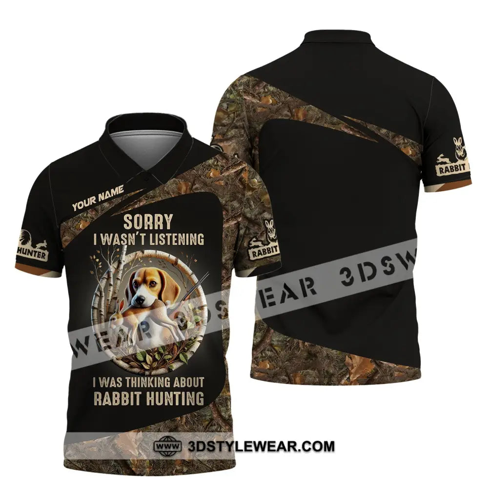 Man Shirt Custom Name Rabbit Hunter Hunting T-Shirt Hoodie Long Sleeve Polo / S T-Shirt