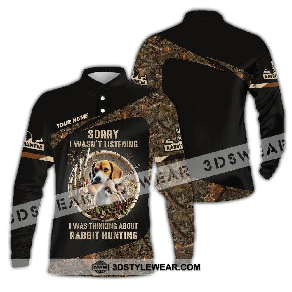 Man Shirt Custom Name Rabbit Hunter Hunting T-Shirt Hoodie Long Sleeve Polo / S T-Shirt