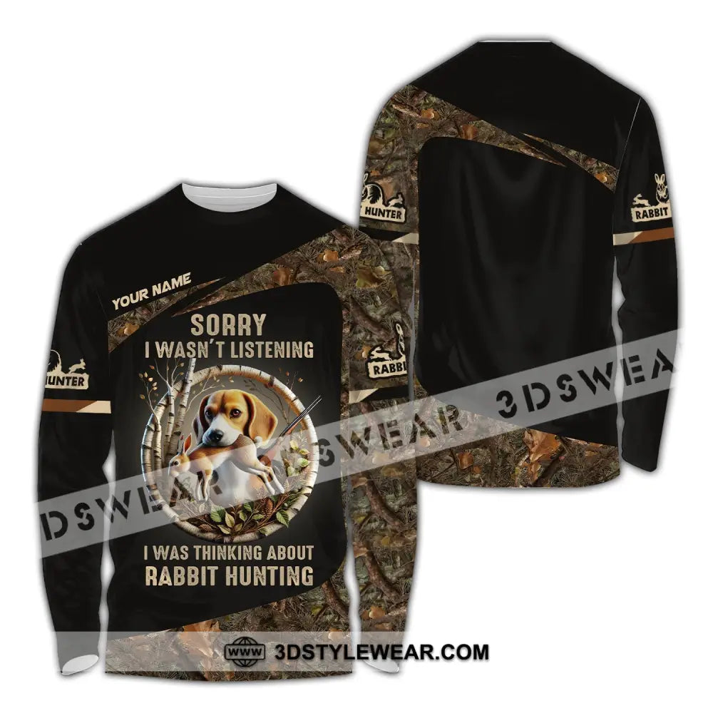 Man Shirt Custom Name Rabbit Hunter Hunting T-Shirt Hoodie Long Sleeve / S T-Shirt