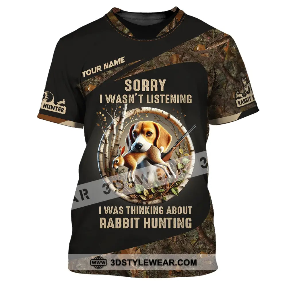 Man Shirt Custom Name Rabbit Hunter Hunting T-Shirt Hoodie Long Sleeve / S T-Shirt