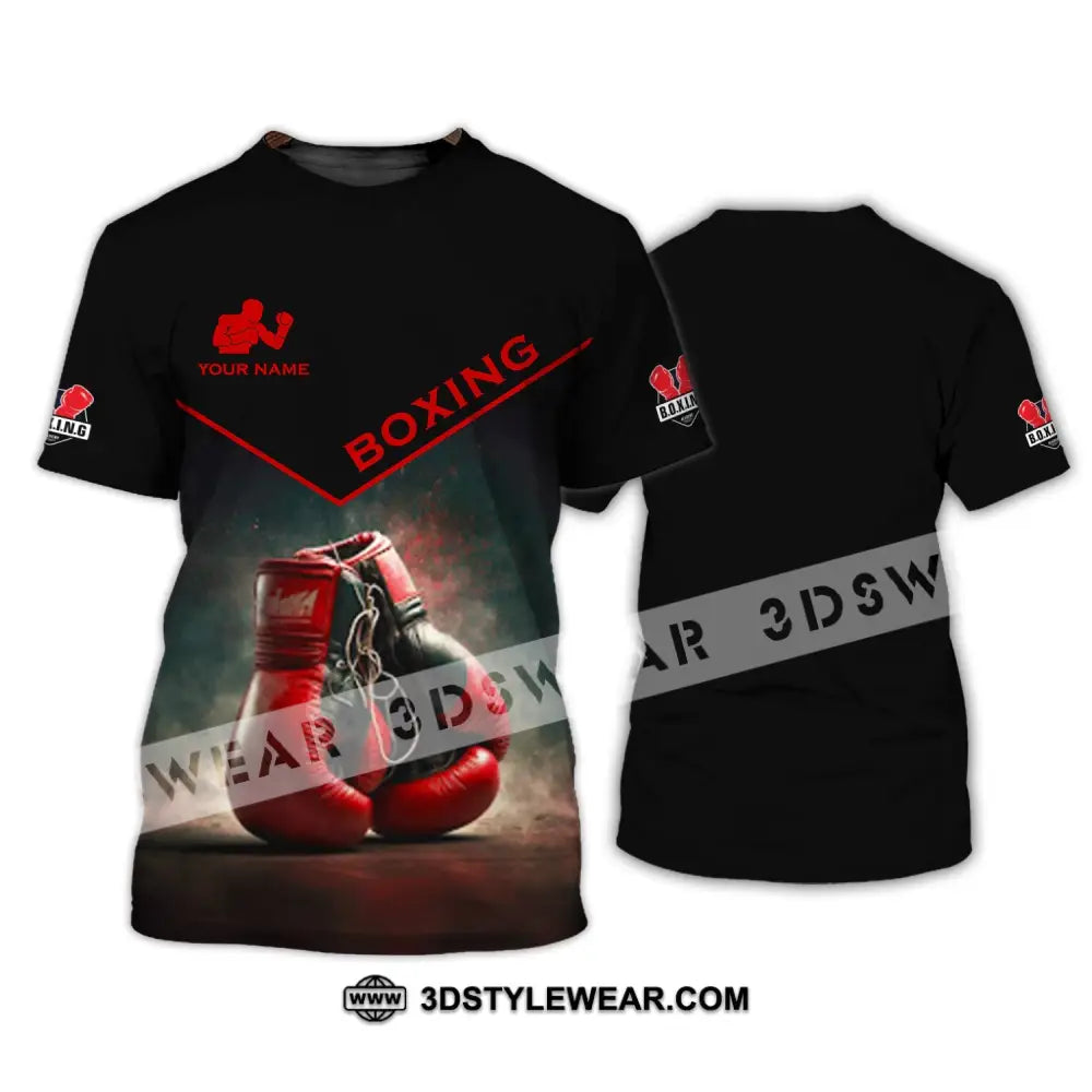 Man Shirt - Custom Name Red Boxing Gloves T-Shirt / S T-Shirt