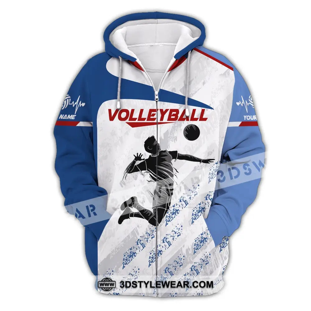 Man Shirt Custom Name Volleyball Gift For Players T-Shirt Club Zipper Hoodie / S