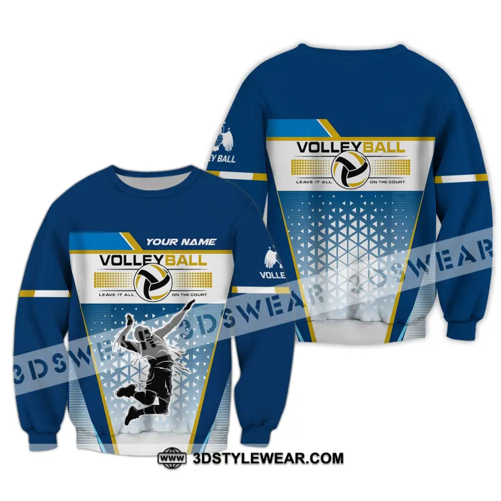 Man Shirt Custom Volleyball Leave It All On The Court T-Shirt For Team Gift Players Long Sleeve / S