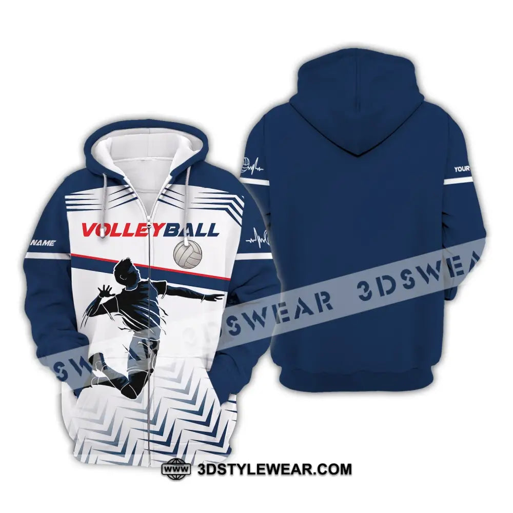 Man Shirt Custom Volleyball T-Shirt For Team Gift Players Zipper Hoodie / S