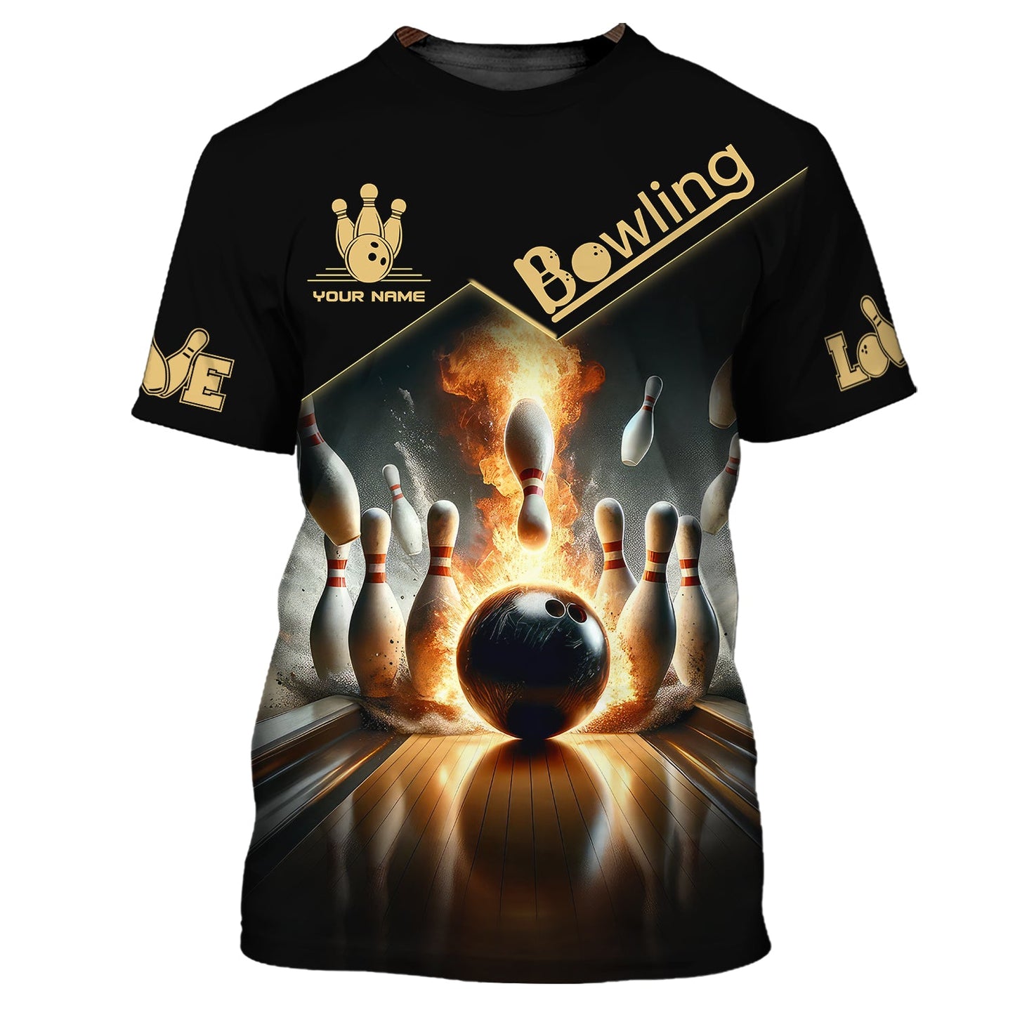 Unisex Shirt - Custom Name Boxing, Fire Bowling Ball Shirt For Bowling Lover