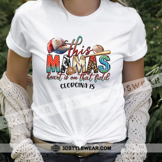 This Mama’s Heart Is On That Fields Personalized Baseball T-Shirt Gift For Lovers Classic