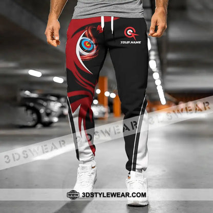 Unisex Pants - Custom Name Archery Sport Red Wave