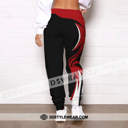 Unisex Pants - Custom Name Archery Sport Red Wave