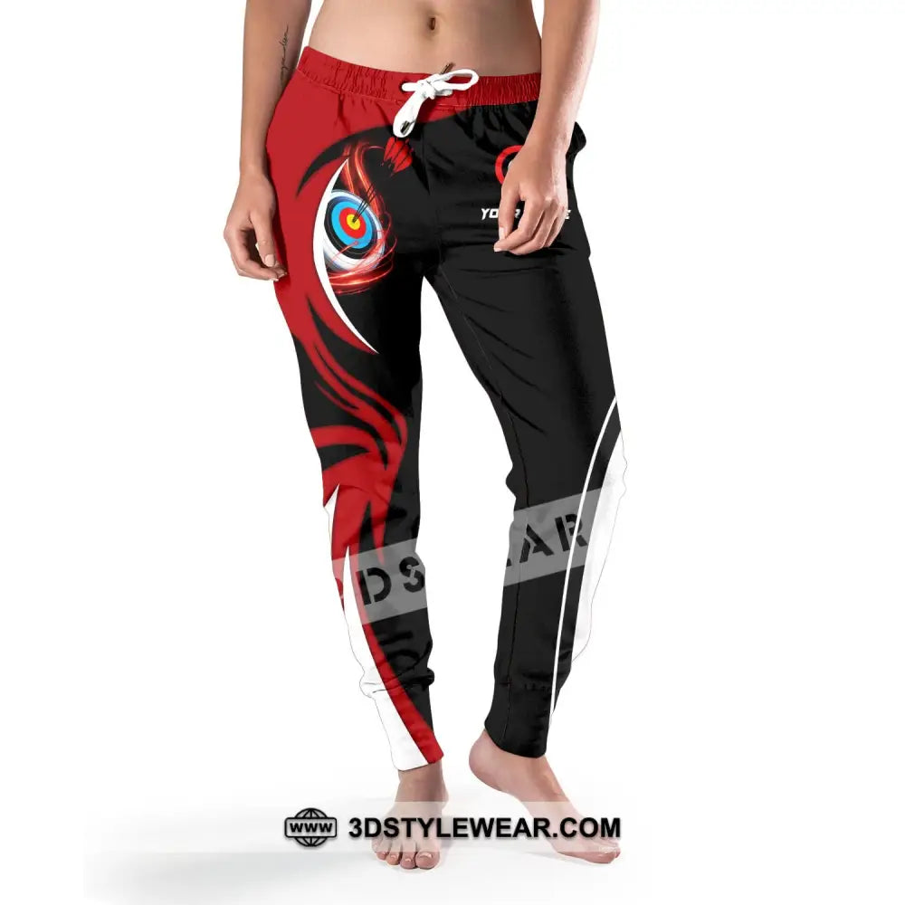 Unisex Pants - Custom Name Archery Sport Red Wave