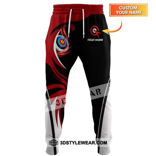 Unisex Pants - Custom Name Archery Sport Red Wave S