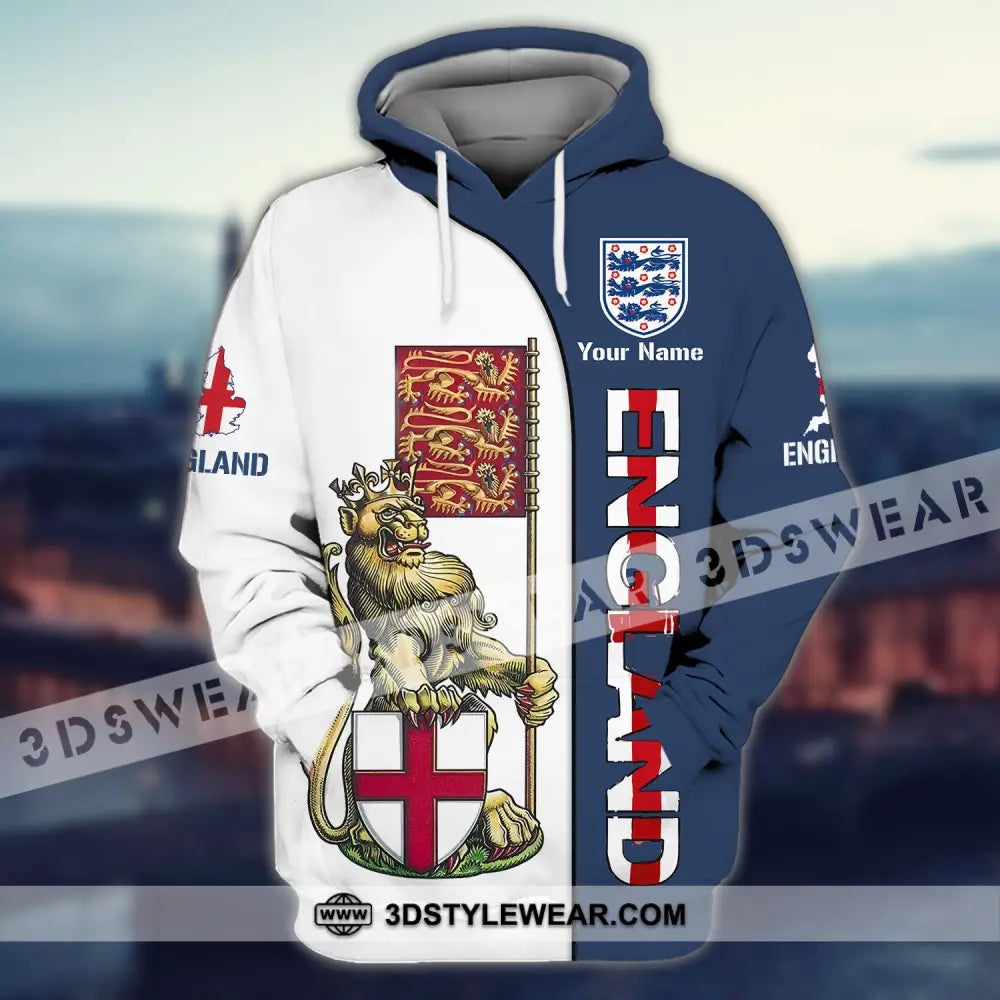 Unisex Shirt - Custom England Football Name T-Shirt Three Lion Hoodie / S T-Shirt