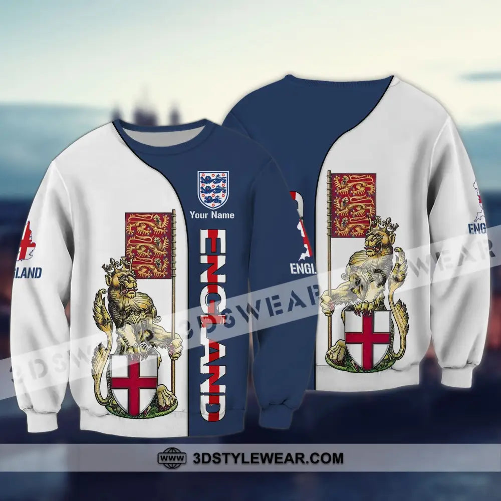 Unisex Shirt - Custom England Football Name T-Shirt Three Lion Long Sleeve / S T-Shirt