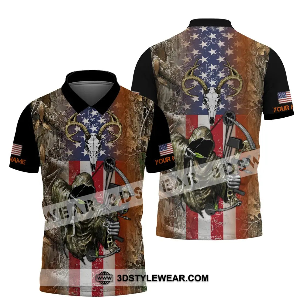 Unisex Shirt - Custom Name 3D Shirt - America Hunter Polo Shirt / S T-shirt