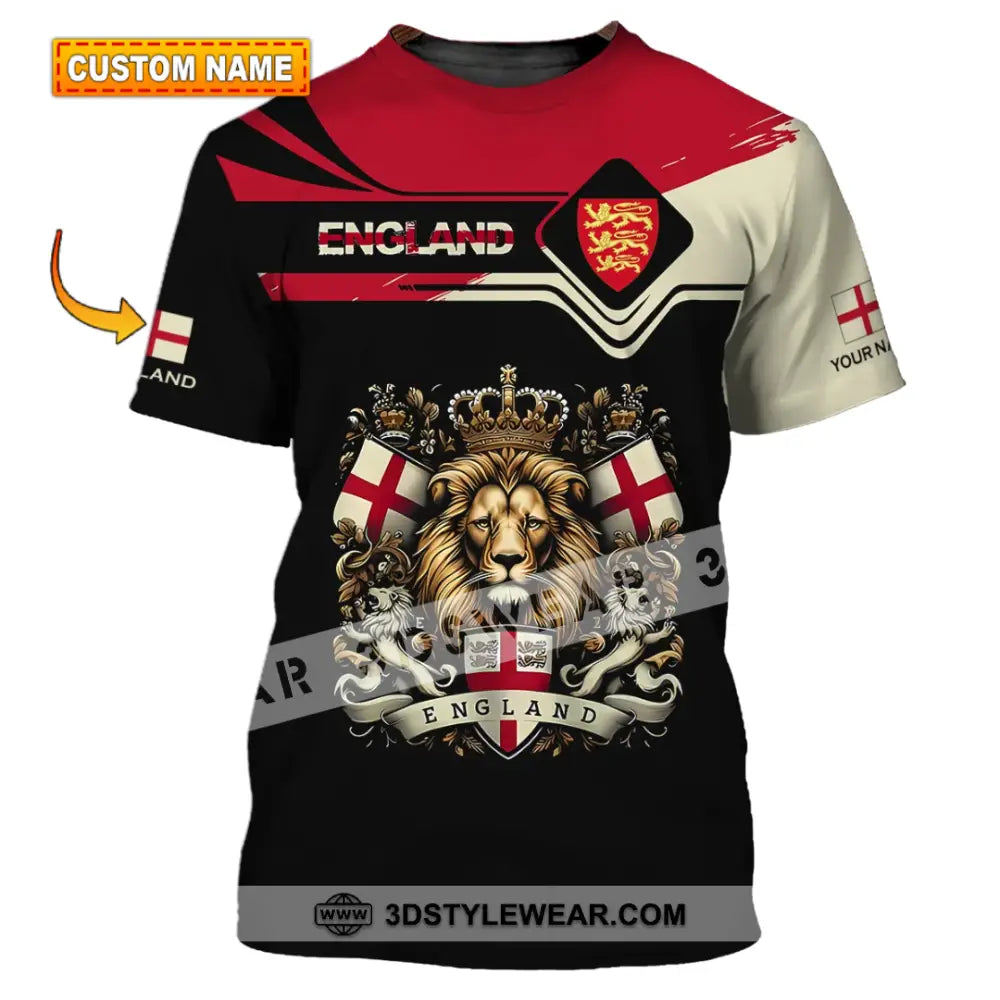 Unisex Shirt - Custom Name 3D England Lion Queen T-Shirt