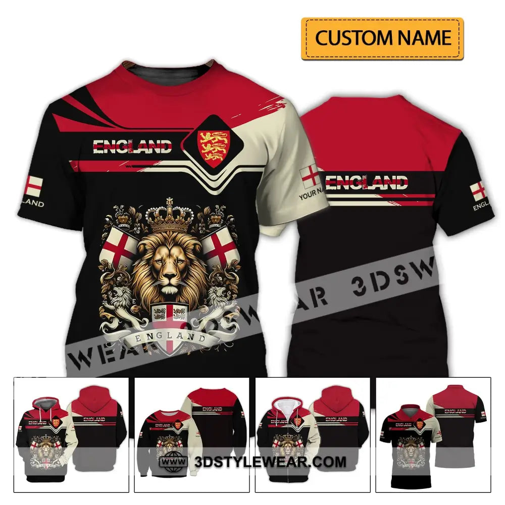 Unisex Shirt - Custom Name 3D England Lion Queen T-Shirt