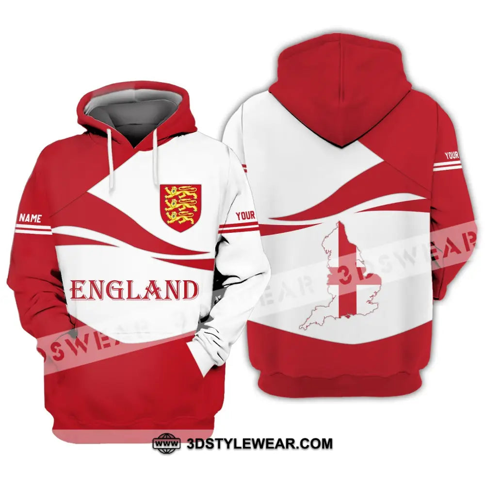 Unisex Shirt - Custom Name 3D England Map Lover Hoodie / S T-Shirt