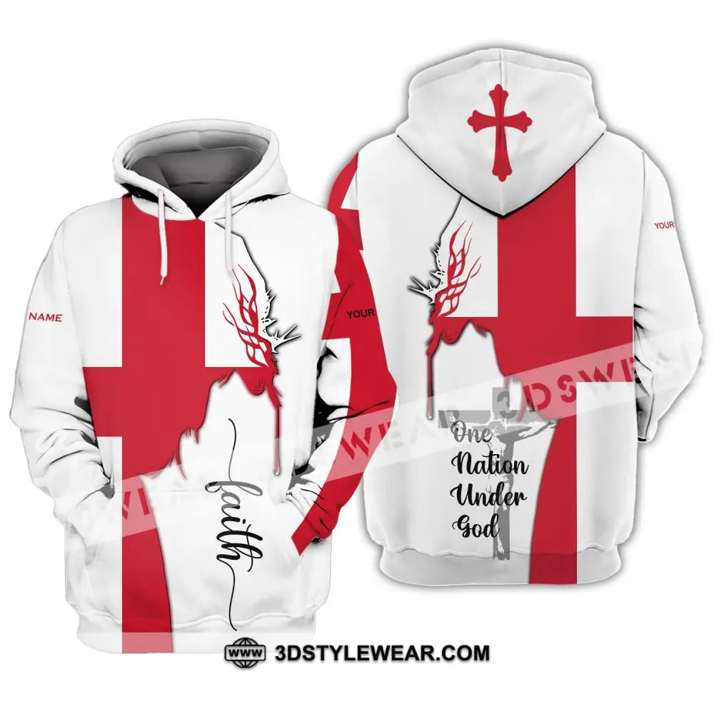 Unisex Shirt - Custom Name 3D England One Nation Under God Hoodie / S T-Shirt