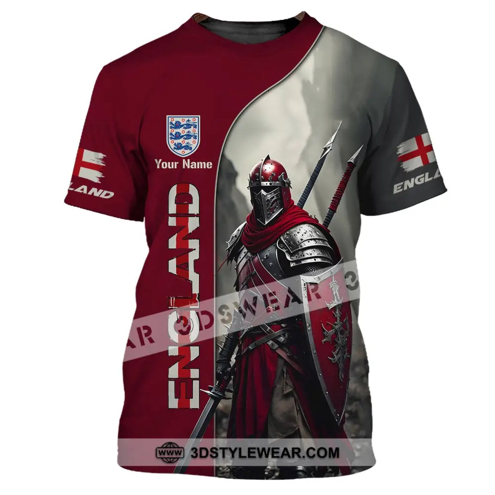 Unisex Shirt - Custom Name 3D For England Lover Warrior T-Shirt / S T-Shirt