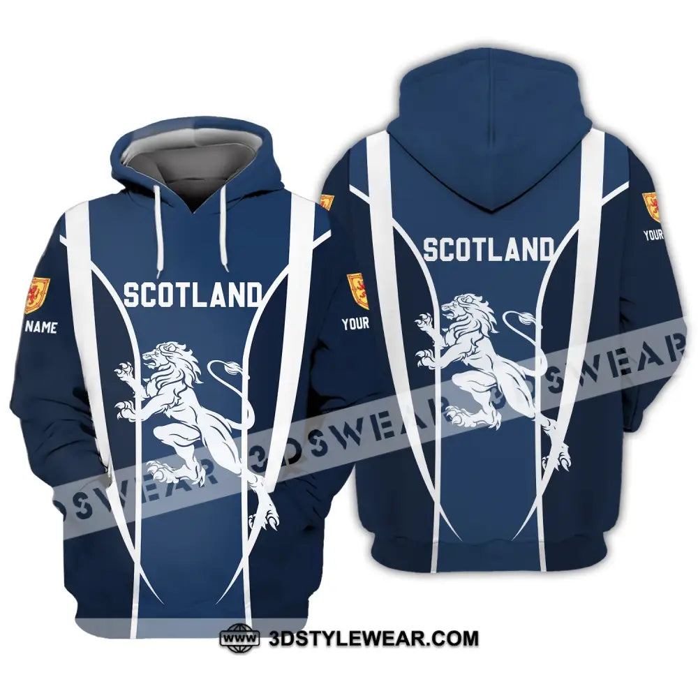 Unisex Shirt - Custom Name 3D Lion Of Scotland Hoodie / S T-Shirt