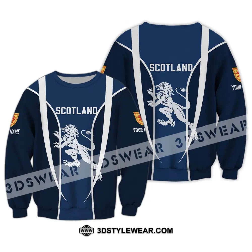 Unisex Shirt - Custom Name 3D Lion Of Scotland Long Sleeve / S T-Shirt