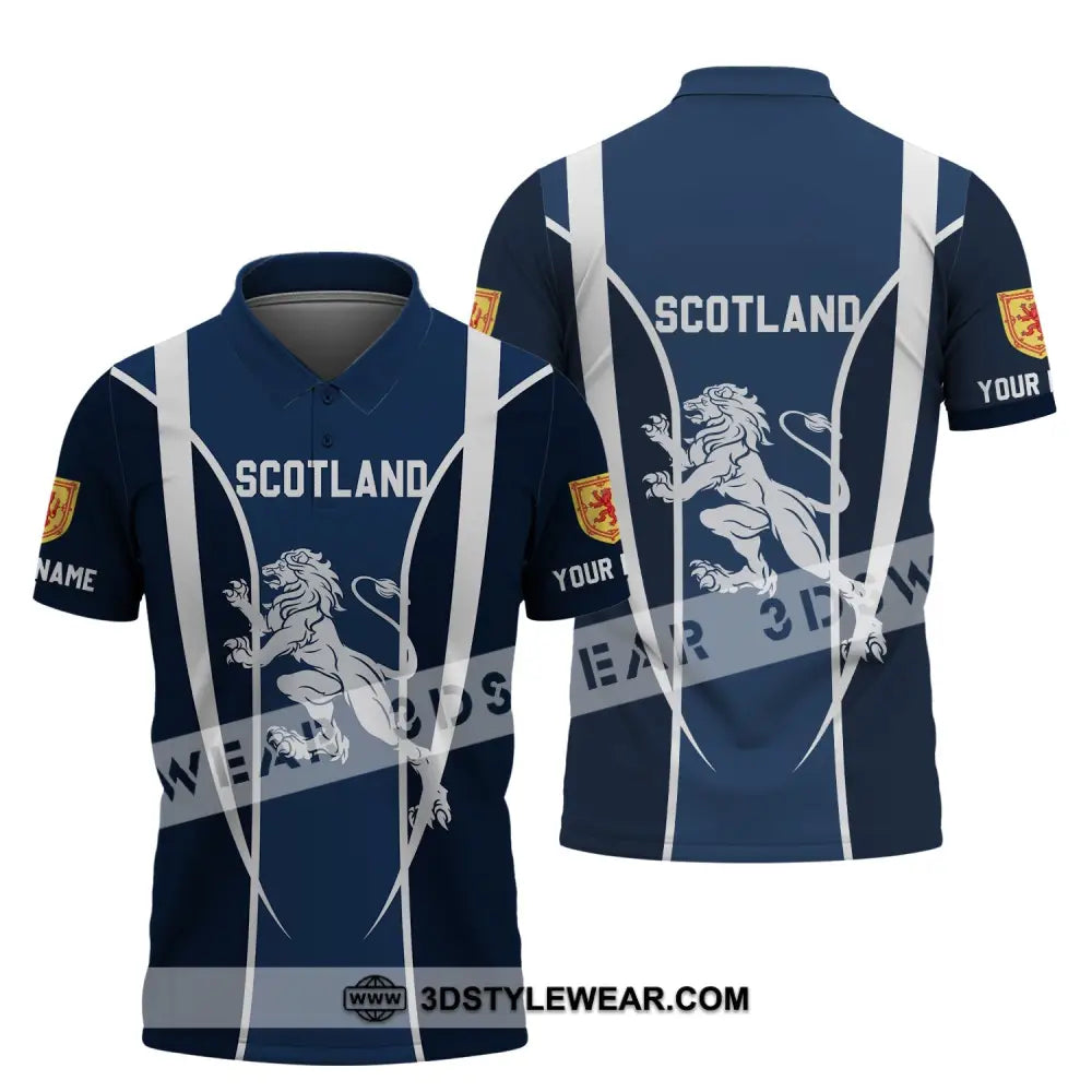 Unisex Shirt - Custom Name 3D Lion Of Scotland Polo / S T-Shirt