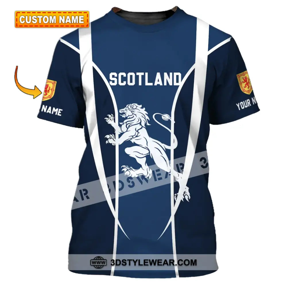 Unisex Shirt - Custom Name 3D Lion Of Scotland T-Shirt