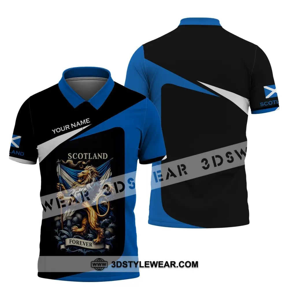 Unisex Shirt - Custom Name 3D Scotland Forever Polo / S T-Shirt