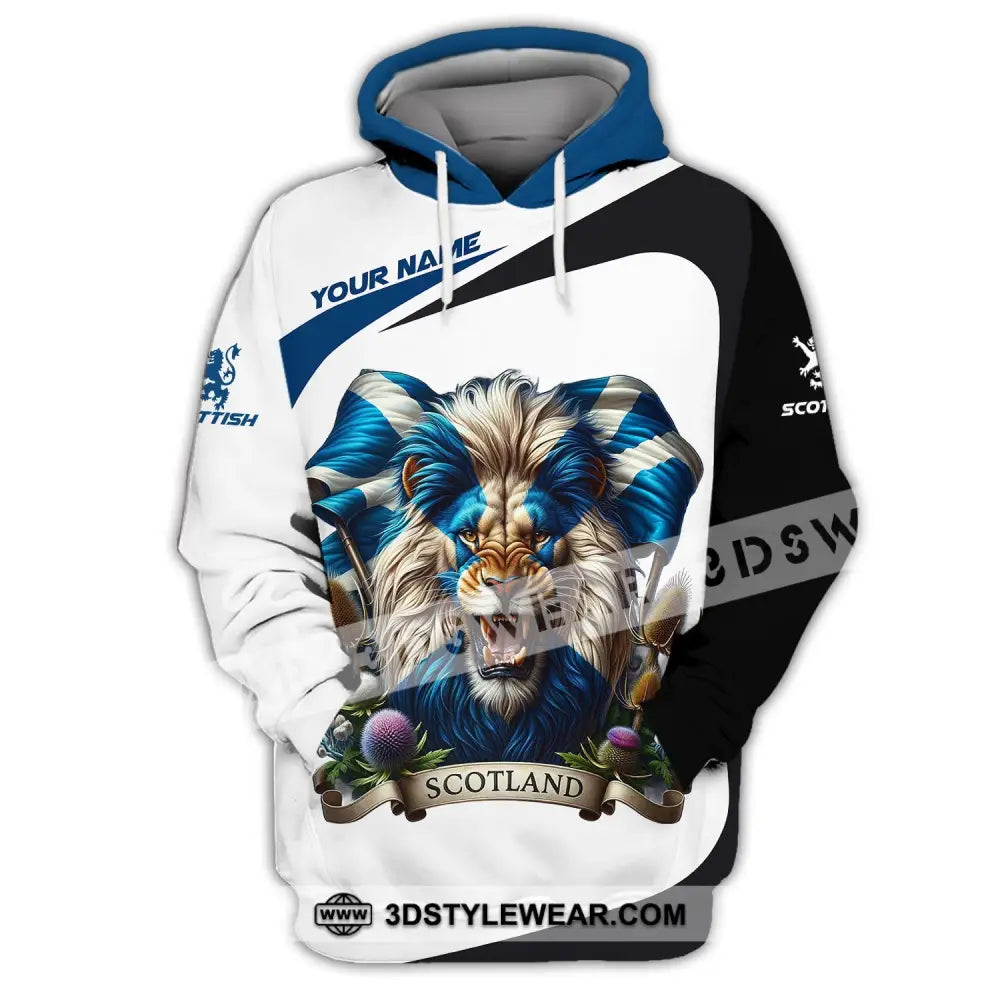 Unisex Shirt - Custom Name 3D Scotland Lion Hoodie / S T-Shirt