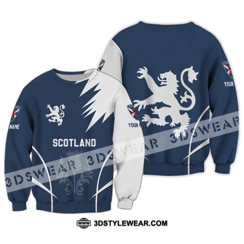 Unisex Shirt - Custom Name 3D Scotland Logo Long Sleeve / S T-Shirt