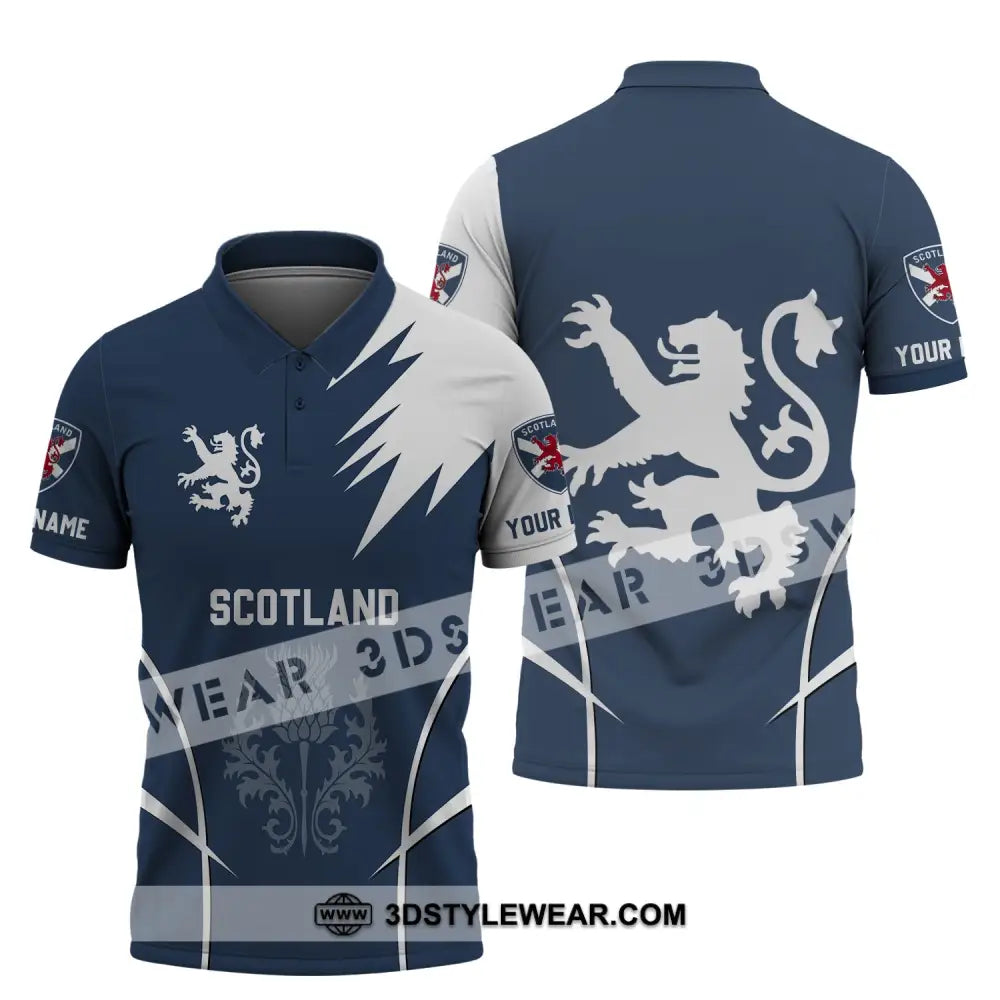 Unisex Shirt - Custom Name 3D Scotland Logo Polo / S T-Shirt