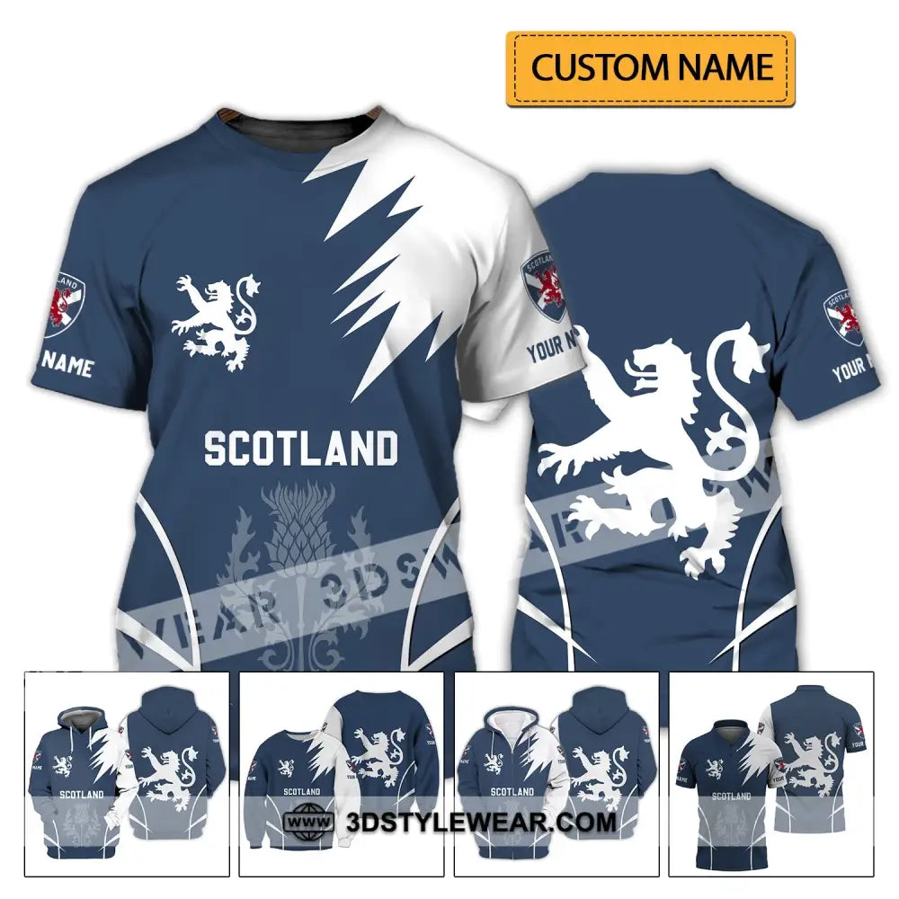 Unisex Shirt - Custom Name 3D Scotland Logo T-Shirt