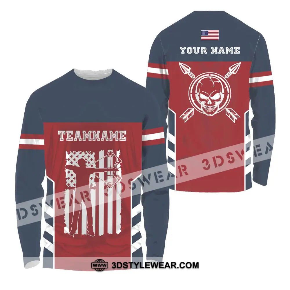 Unisex Shirt - Custom Name America Archery Long Sleeve / S T-Shirt