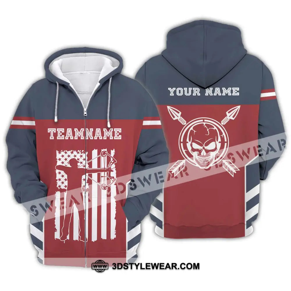 Unisex Shirt - Custom Name America Archery Zipper Hoodie / S T-Shirt