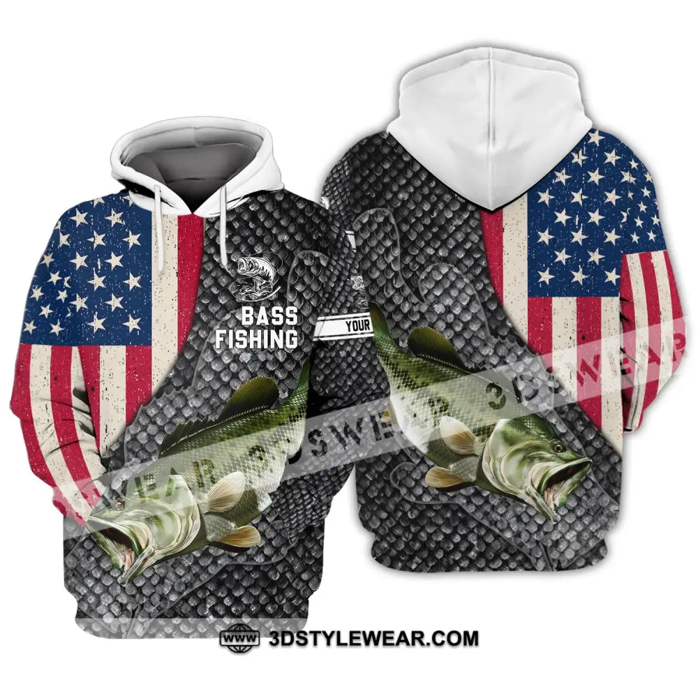 Unisex Shirt - Custom Name America Bass Fishing Hoodie / S T-Shirt