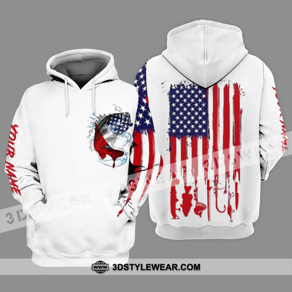 Unisex Shirt - Custom Name American Fishing Sport Flag Hoodie / S T-Shirt