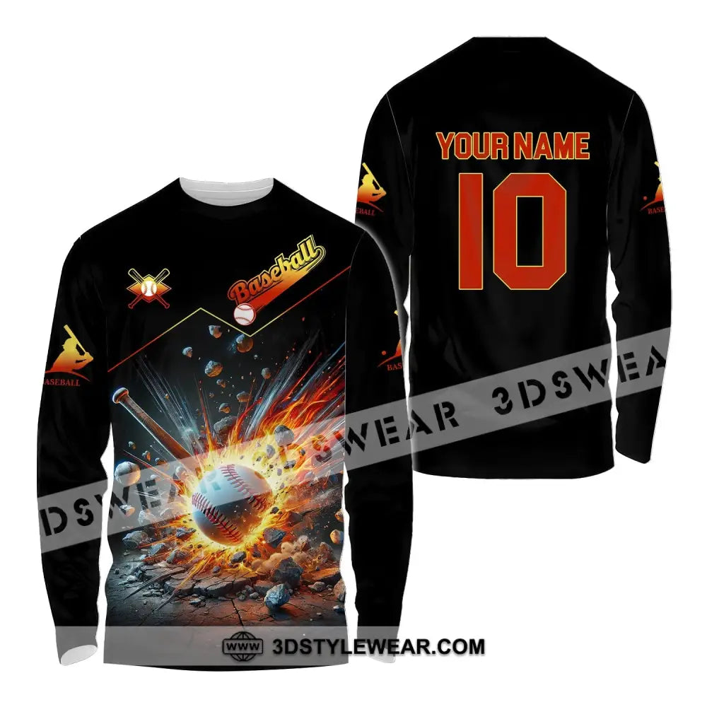 Unisex Shirt - Custom Name And Number Baseball Sport Long Sleeve / S T-Shirt