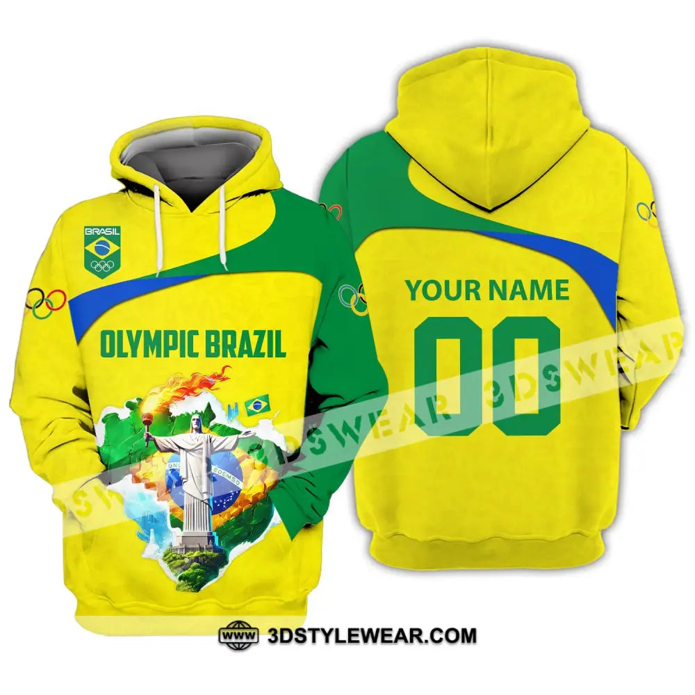 Unisex Shirt Custom Name And Number Brazil Olympic 2024 Long Sleeve Polo Hoodie / S T-Shirt