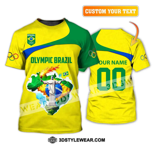 Unisex Shirt Custom Name And Number Brazil Olympic 2024 Long Sleeve Polo T-Shirt