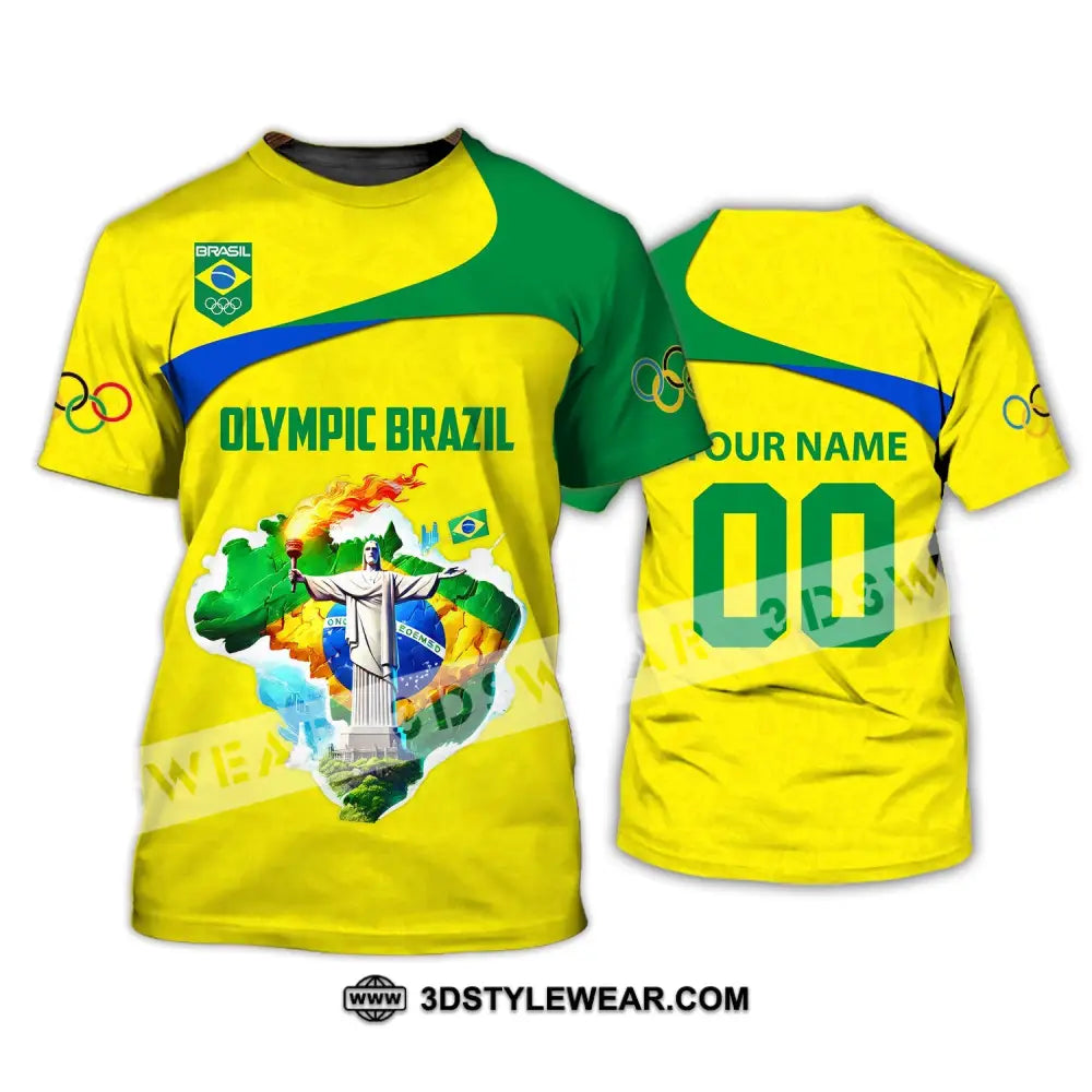 Unisex Shirt Custom Name And Number Brazil Olympic 2024 Long Sleeve Polo T-Shirt / S