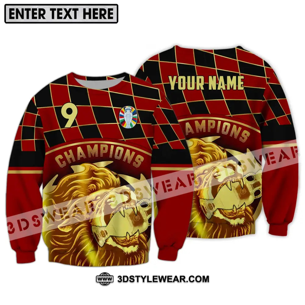 Unisex Shirt - Custom Name And Number Champions Gold Lion Long Sleeve / S T-Shirt