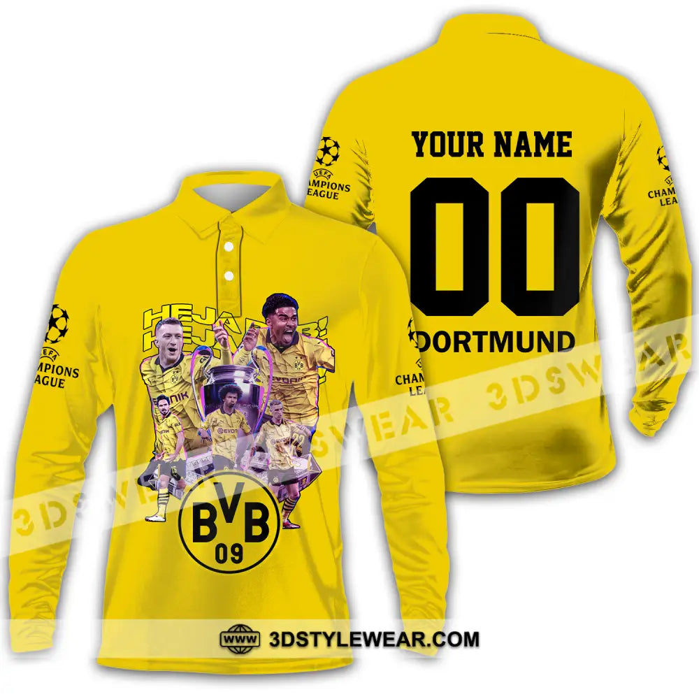 Unisex Shirt - Custom Name And Number Der Bvb C1 Long Sleeve Polo / S T-Shirt