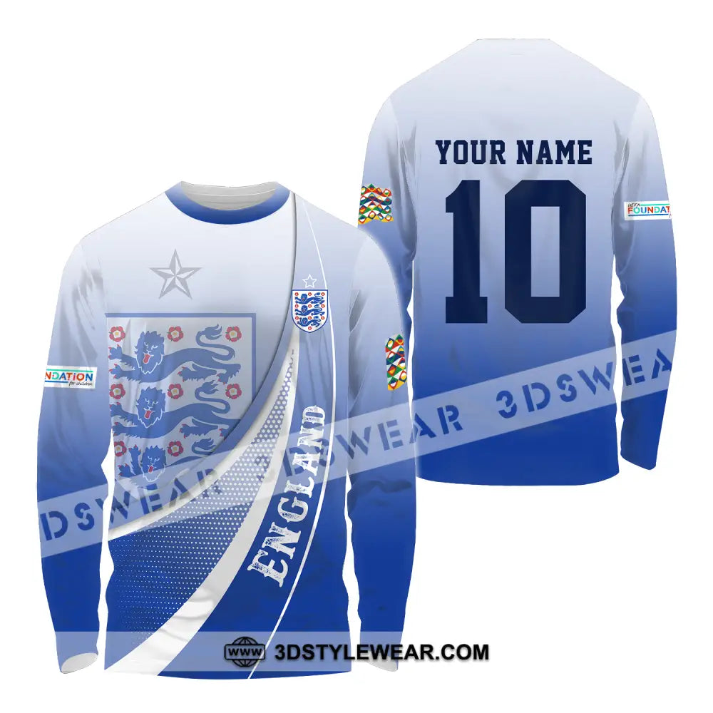 Unisex Shirt - Custom Name And Number England Euro 2024 Long Sleeve / S T-Shirt