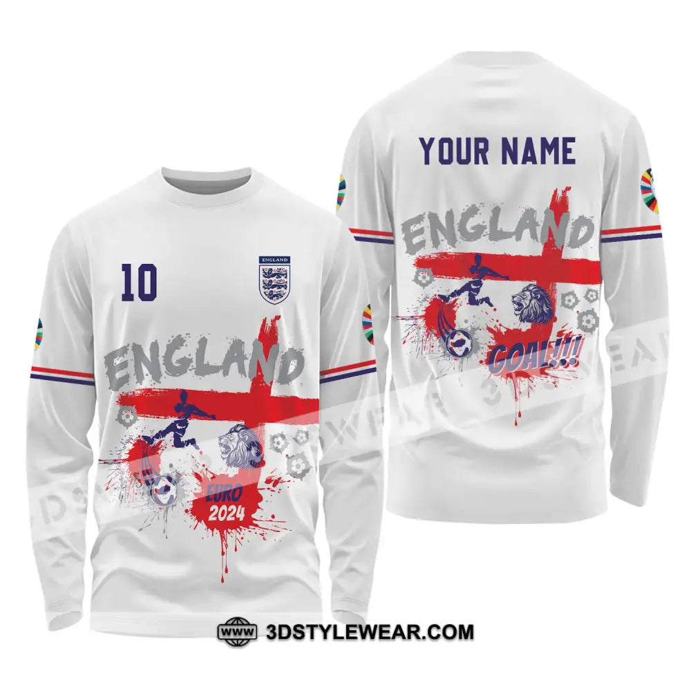 Unisex Shirt - Custom Name And Number England Euro 2024 Team Flag Color Long Sleeve / S T-Shirt