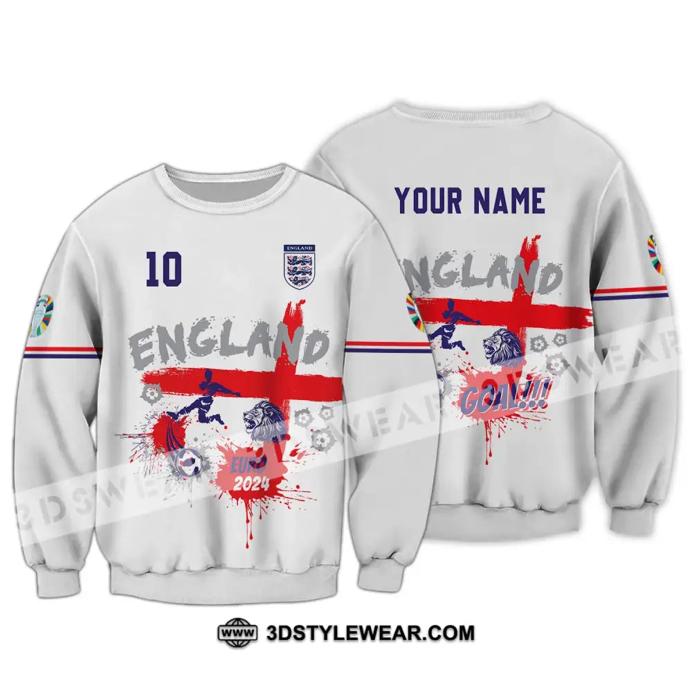 Unisex Shirt - Custom Name And Number England Euro 2024 Team Flag Color Long Sleeve / S T-Shirt