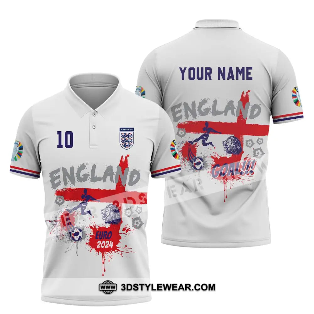 Unisex Shirt - Custom Name And Number England Euro 2024 Team Flag Color Polo / S T-Shirt