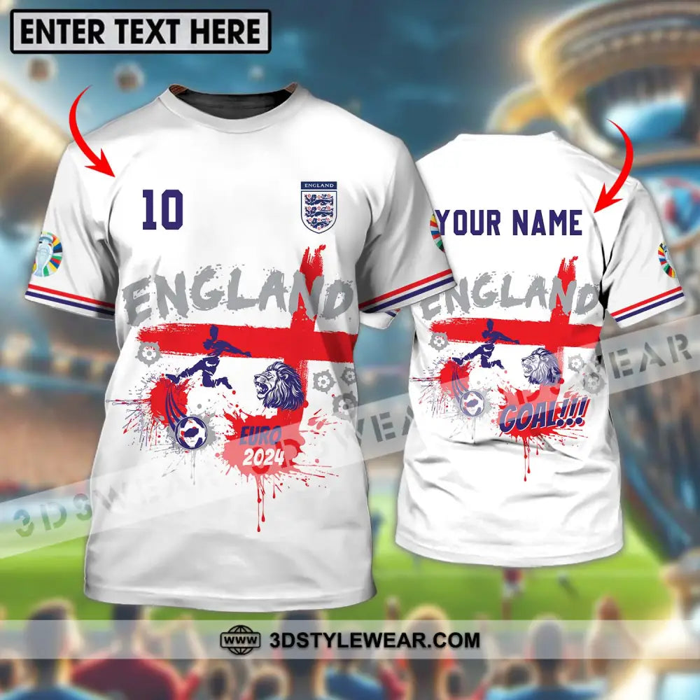 Unisex Shirt - Custom Name And Number England Euro 2024 Team Flag Color T-Shirt