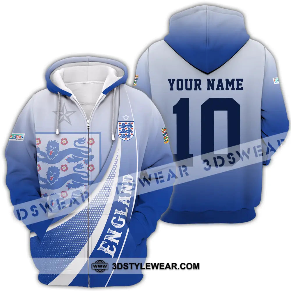 Unisex Shirt - Custom Name And Number England Euro 2024 Zipper Hoodie / S T-Shirt