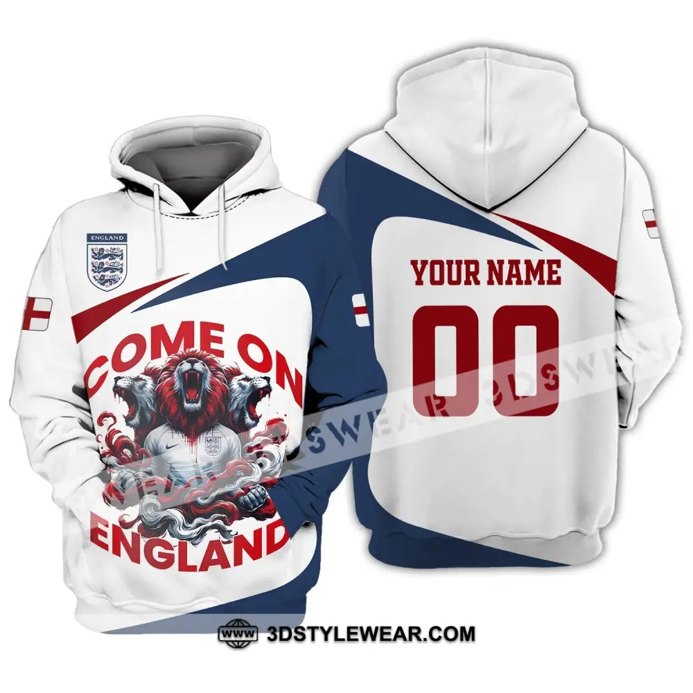 Unisex Shirt Custom Name And Number England Football Come On Polo Long Sleeve Hoodie / S T-Shirt